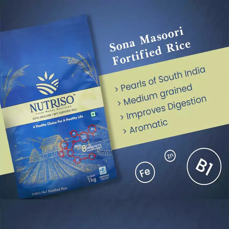 Sona Masoori BPT Fortified Rice 1kg - Nutriso